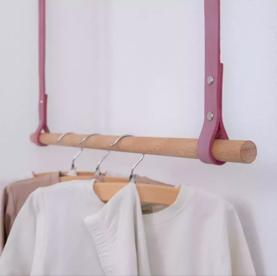 BAKIMO Hangend kledingrek Leer Soft Pink Medium