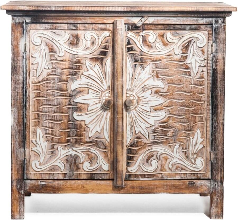 Bali Styling & Ibiza Living Houten kabinet kast burned white flower