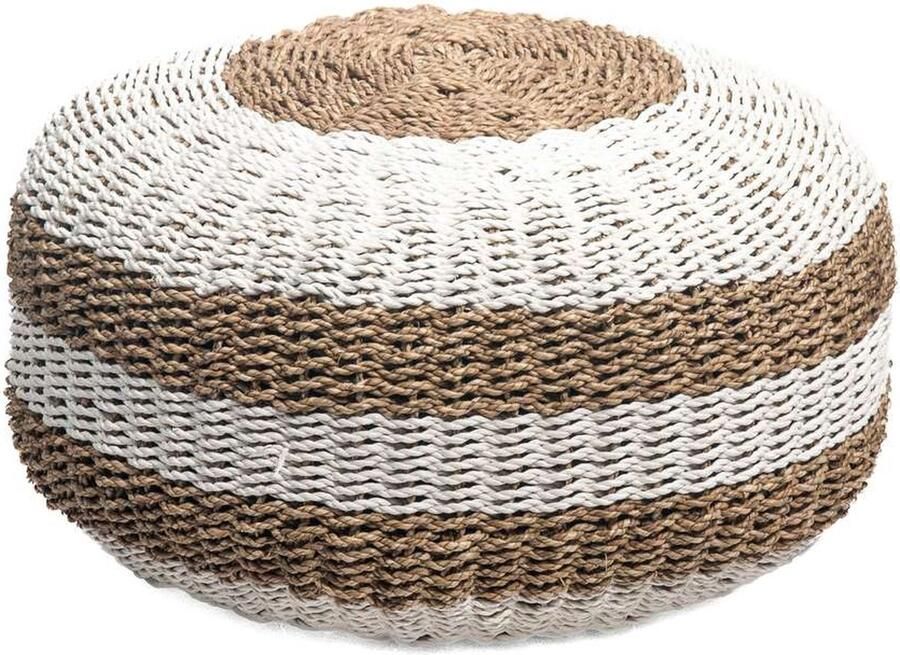 Bali Styling & Ibiza Living Poef zeegras waterhyacint Ø60 wit naturel