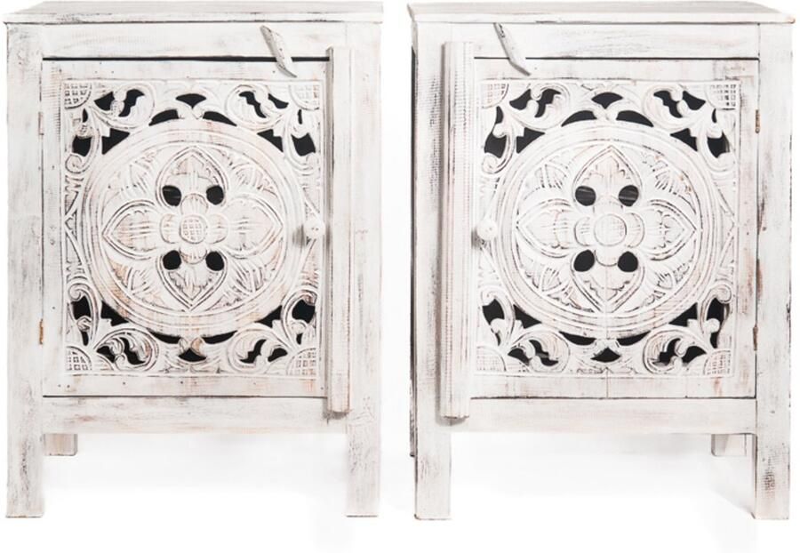 Bali Styling & Ibiza Living Houten kabinet kast mandala whitewash