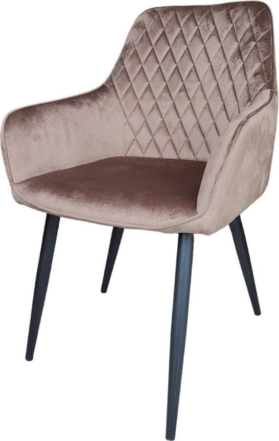 Bam & Boo Elena Eetkamerstoel Set Van 2 bruin Fluweel Velvet Velours Industrieel met armleuning - Foto 2