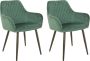 Bam & Boo Elena Eetkamerstoel Set Van 2 groen Fluweel Velvet Velours Industrieel met armleuning - Thumbnail 2