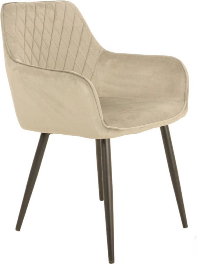 Bam & Boo Elena Eetkamerstoel Set Van 2 taupe beige- Fluweel Velvet Velours Industrieel met armleuning - Foto 2