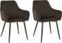 Bam & Boo Elena Eetkamerstoel Set Van 2 zwart Fluweel Velvet Velours Industrieel met armleuning - Thumbnail 2