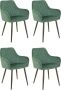 Bam & Boo Elena Eetkamerstoel Set Van 4 groen Fluweel Velvet Velours Industrieel met armleuning - Thumbnail 1
