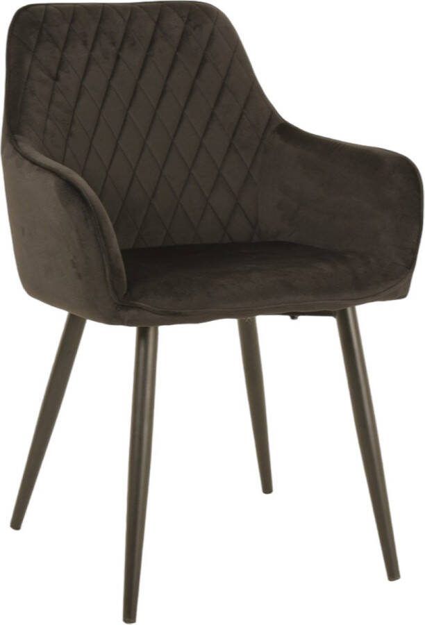Bam & Boo Elena Eetkamerstoel Set Van 4 zwart Fluweel Velvet Velours Industrieel met armleuning