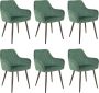 Bam & Boo Elena Eetkamerstoel Set Van 6 groen Fluweel Velvet Velours Industrieel met armleuning - Thumbnail 1