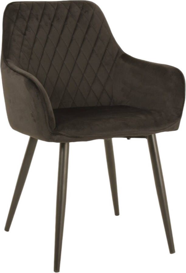 Bam & Boo Elena Eetkamerstoel Set Van 6 zwart Fluweel Velvet Velours Industrieel met armleuning