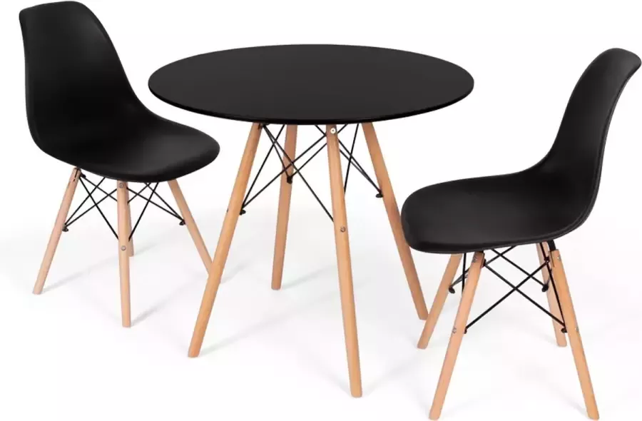 BAM-Meubel Eetkamerset 3-delig Dune + Jaxx Zwart Eettafel Met 2 Stoelen