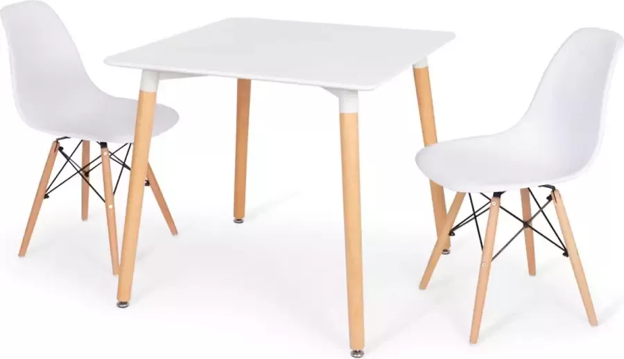 BAM-Meubel Eetkamerset 3-delig Ponti + Jaxx Wit Eettafel Met 2 Stoelen