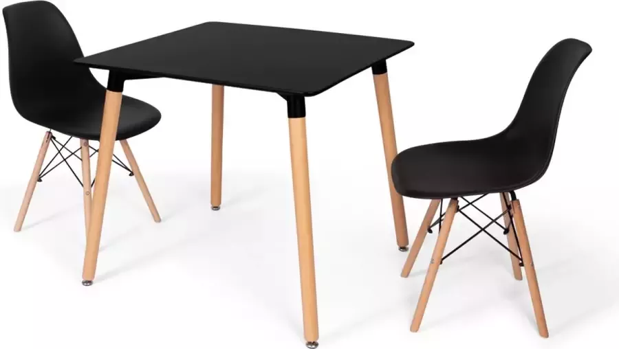 BAM-Meubel Eetkamerset 3-delig Ponti + Jaxx Zwart Eettafel Met 2 Stoelen