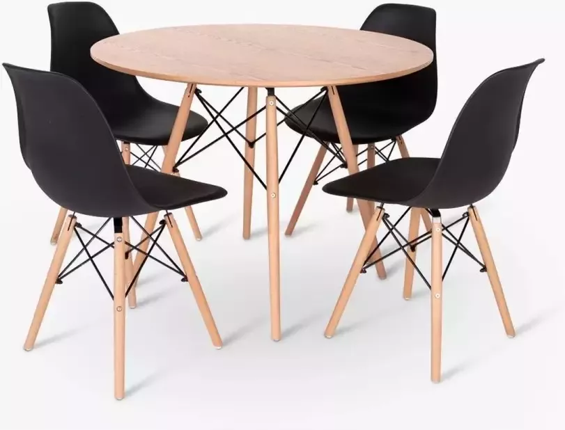 Milton & Oldbrook BAM-Meubel Eetkamerset 5-delig Boris + Jaxx Zwart Eettafel Met 4 Stoelen