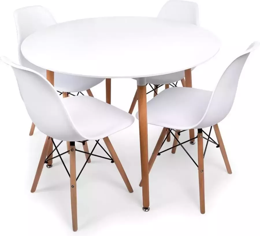 Milton & Oldbrook BAM-Meubel Eetkamerset 5-delig Pixie + Jaxx Wit – Eettafel Met 4 Stoelen