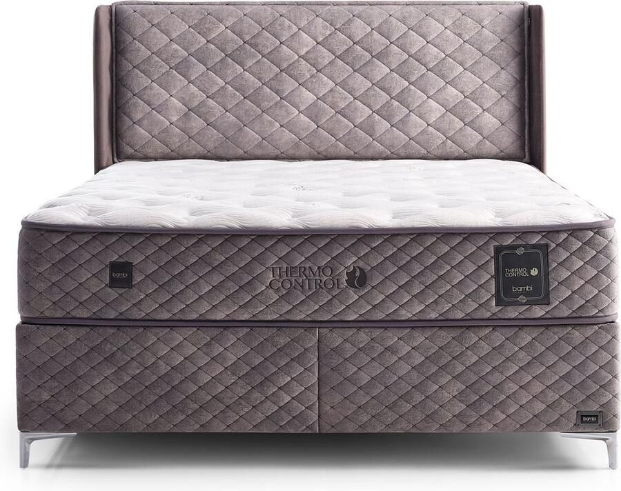 BSS Bedding Bambi Thermo Control Bed Boxspring Set Complete Boxspring 140x200 Slaapkamerbed 1 x Matras met Topper 2 x Bedbox 1 x Hoofdbord Antraciet - Foto 4
