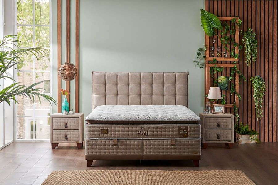 Bambi Cotton boxspring bed met opbergruimte boxspring 140x200 incl. luxe matras en hoofdbord