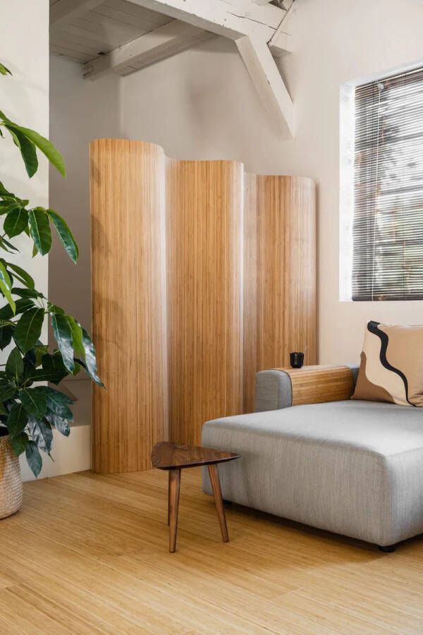 Bamboo Import Bamboe Kamerscherm Naturel 244 cm x 185 cm roomdivider bamboe naturelkleur luxe scheidingswand woonkamer bamboe scherm voor binnen duurzaam kamerscherm houten kamerscherm