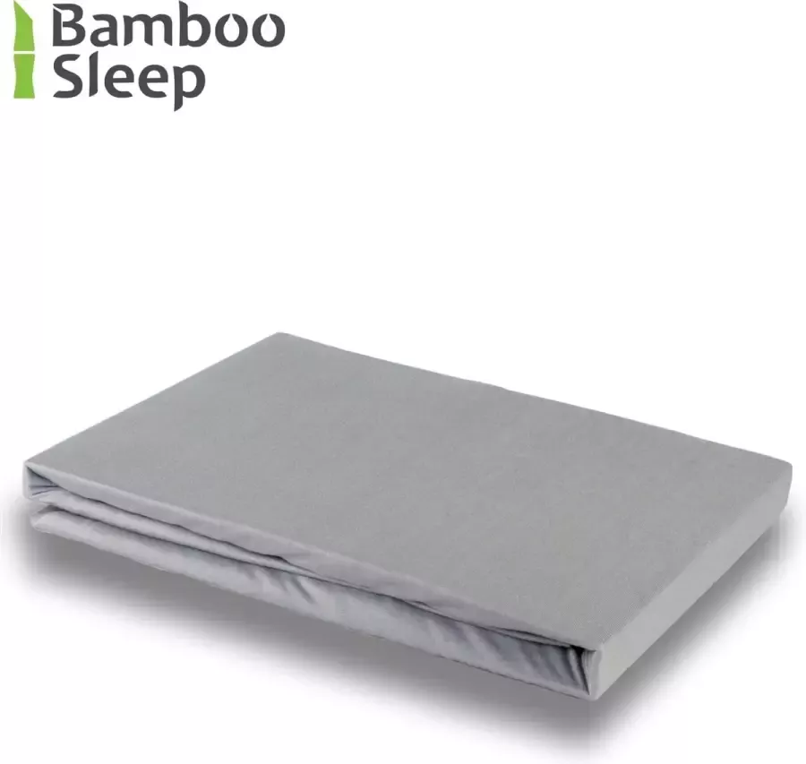 Bamboo Sleep BambooSleep 100% Bamboe hoeslaken voor matras 160x210 220x30 cm Puur Bamboe Zijdezacht Temperatuur Regulerend Kleur zilver