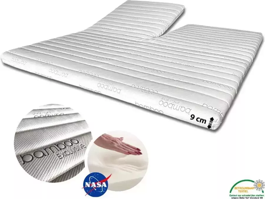 Bamboo nasa Split Topper Topdekmatras Bamboo 160 200 NASA Traagschuim 9cm