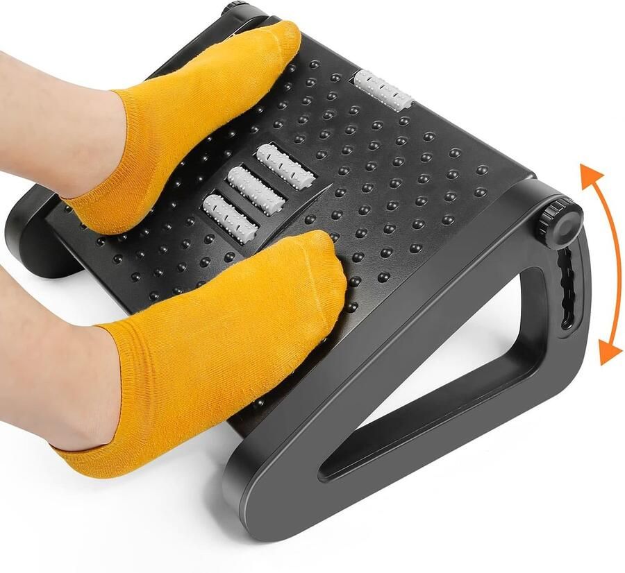 Banaone Ergonomische Voetenbank voor aan het Bureau: In Hoogte Verstelbare Voetenbank Ontspanning voor Benen en Knieën Voetenbank met Massagefunctie Ideaal voor Kantoor en Thuiswerk