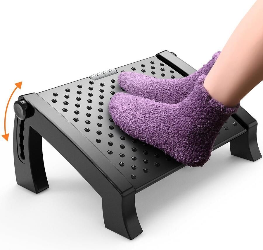 Banaone Voetsteun Bureau Ergonomische Voetsteun met Verstelbare Hoogte Voetsteun Bureau Ontspanning voor Benen en Knieën Voetsteun met Massagefunctie Ideaal voor Kantoor en Thuiswerk