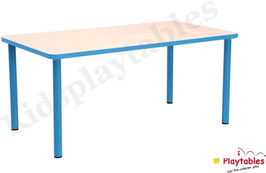 Banbini Rechthoekige tafel stalen poten blauw kindertafel groepstafel 110 x 65 cm met metalen poten kinderopvang kdv meubels