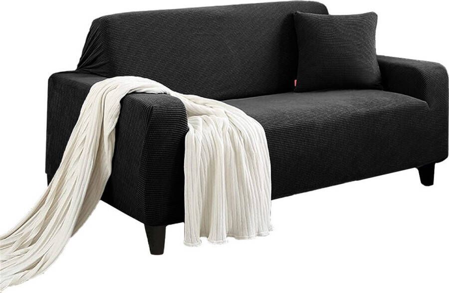 BankhoesDiscounter Knitted Voorgevormde Bankhoes – M2 (130-175cm) – Zwart – Sofa Cover – Bankbeschermer – Bankhoes Stretch - Foto 2