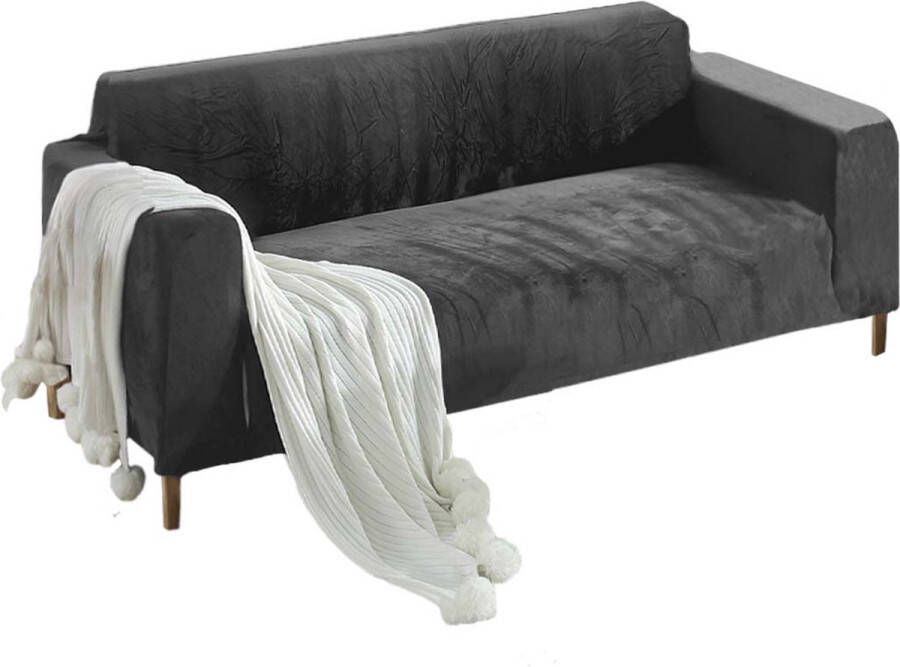 BankhoesDiscounter Velvet Voorgevormde Bankhoes – M2 (130-175cm) – Grijs – Sofa Cover – Bankbeschermer – Bankhoes Stretch - Foto 2