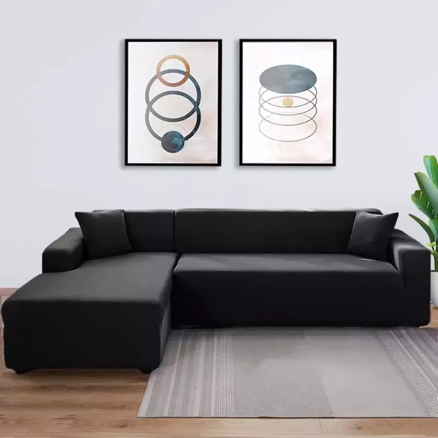 BankhoesDiscounter Basic Hoekbank Hoes – Hoekbank – Sofa Cover – Bankbeschermer – Bankhoezen Voor Hoekbank – Zwart – Set van M3 + M4 - Foto 2