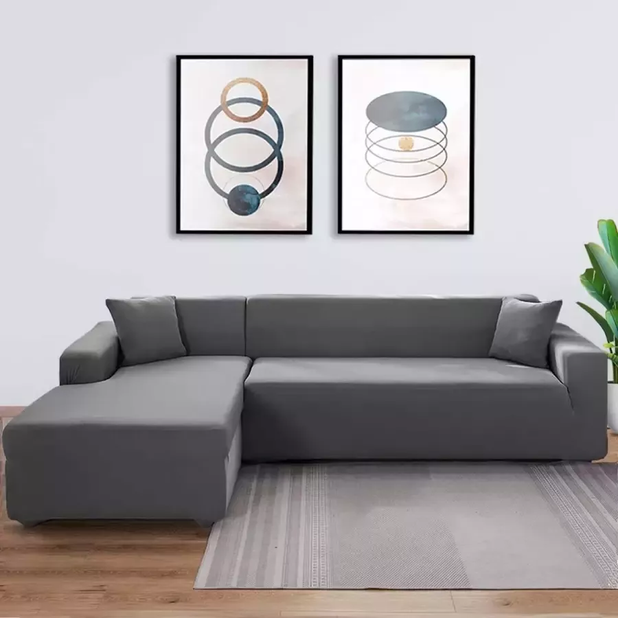 BankhoesDiscounter Basic Hoekbank Hoes – Hoekbank – Sofa Cover – Bankbeschermer – Bankhoezen Voor Hoekbank – Grijs – Set van M4 + M4 - Foto 2
