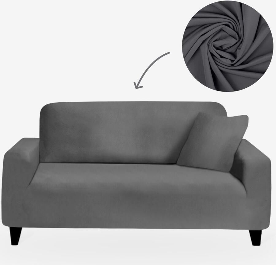 BankhoesDiscounter Basic Voorgevormde Bankhoes – M4 (235-300cm) – Grijs – Sofa Cover – Bankbeschermer – Bankhoes Stretch
