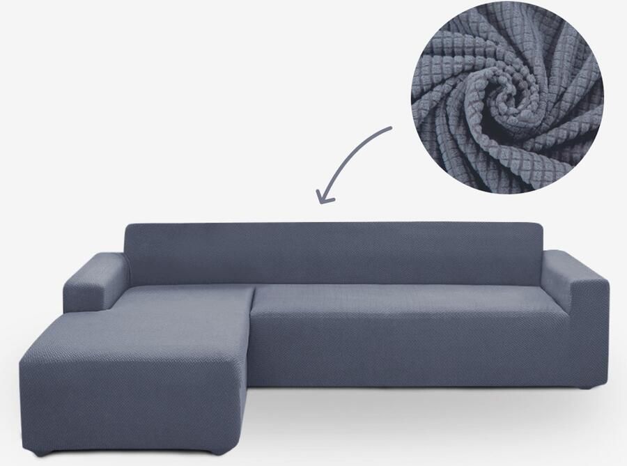 BankhoesDiscounter Knitted Bankhoes – Hoekbank – M3 (175-220cm) – Bankbeschermer – Zetelhoes & Zetelbeschermer Bankhoezen voor Hoekbank Sofa Cover Grijs - Foto 2