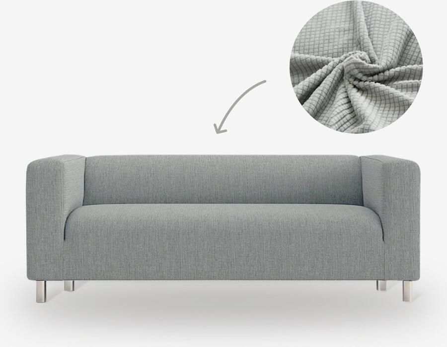 BankhoesDiscounter Knitted Hoge Armleuning Bankhoes – M2 (130-175cm) – Lichtgrijs – Sofa Cover – Bankbeschermer – Bankhoes Stretch - Foto 2