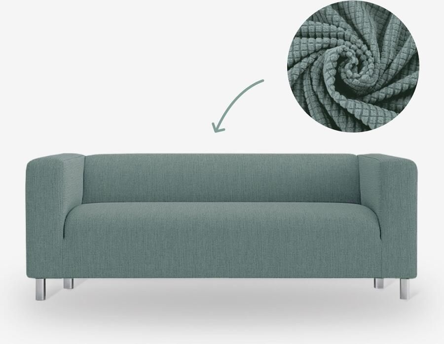 BankhoesDiscounter Knitted Hoge Armleuning Bankhoes – M1 (80-130cm) – Groen – Sofa Cover – Bankbeschermer – Bankhoes Stretch - Foto 2