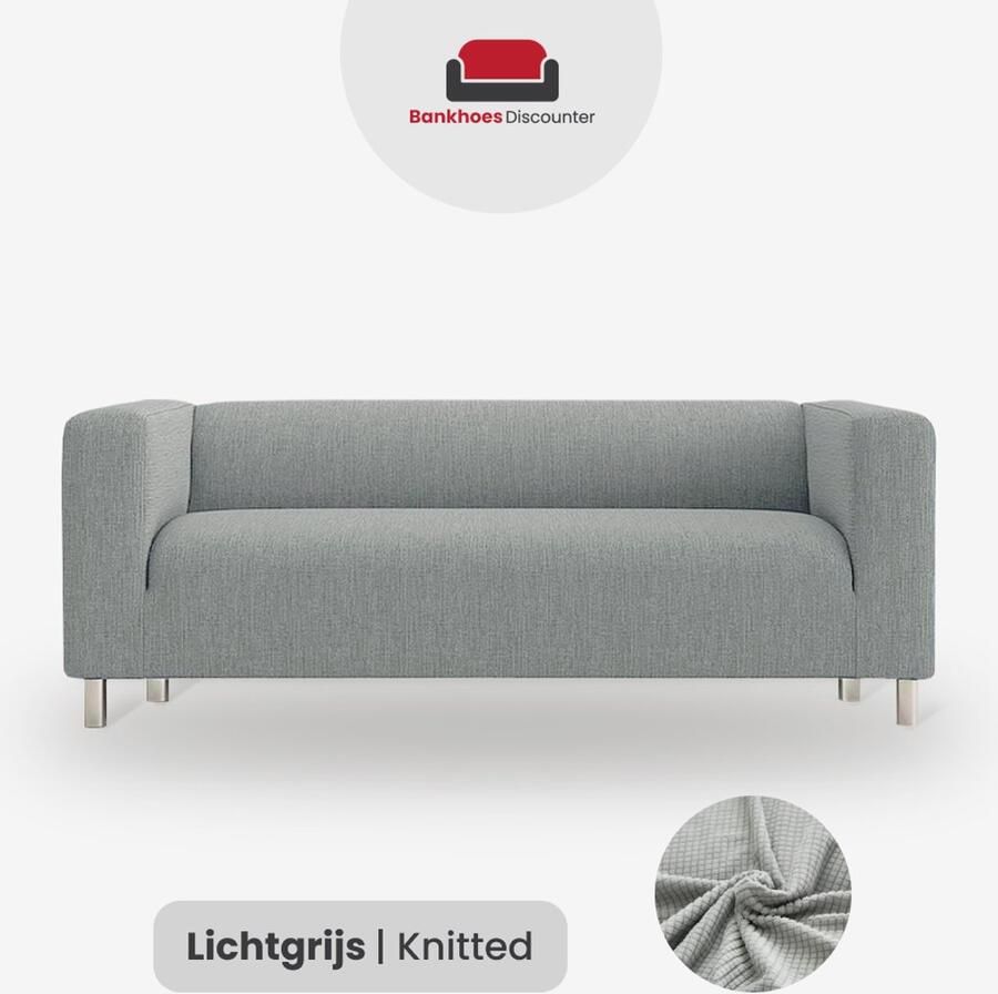 BankhoesDiscounter Knitted Hoge Armleuning Bankhoes – M1 (80-130cm) – Lichtgrijs – Sofa Cover – Bankbeschermer – Bankhoes Stretch