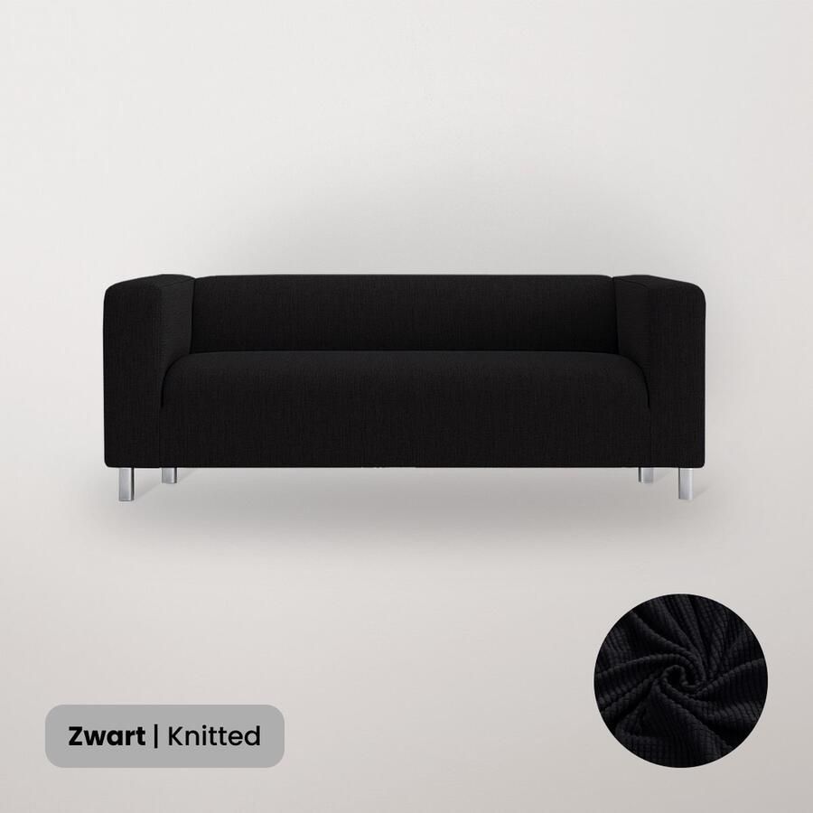 BankhoesDiscounter Knitted Hoge Armleuning Bankhoes – M1 (80-130cm) – Zwart – Sofa Cover – Bankbeschermer – Bankhoes Stretch