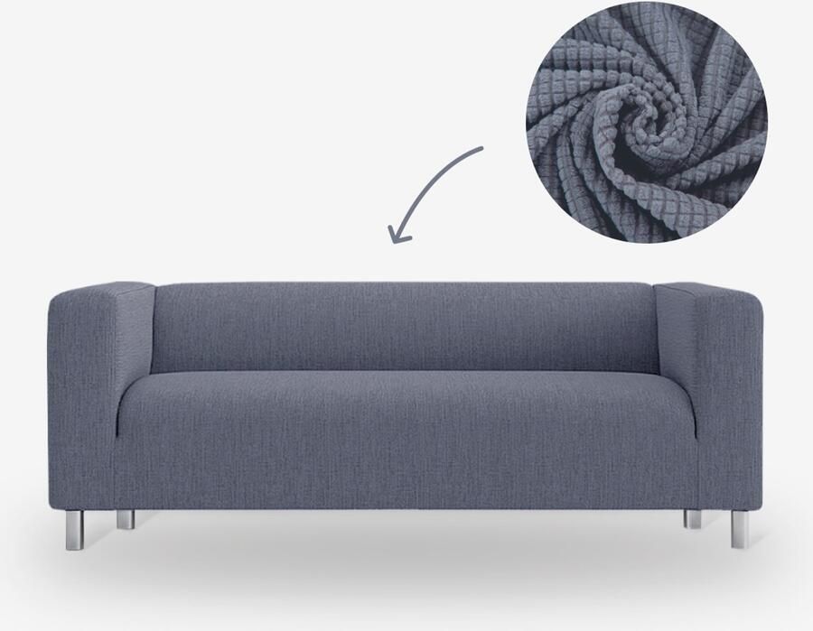BankhoesDiscounter Knitted Hoge Armleuning Bankhoes – M2 (130-175cm) – Grijs – Sofa Cover – Bankbeschermer – Bankhoes Stretch
