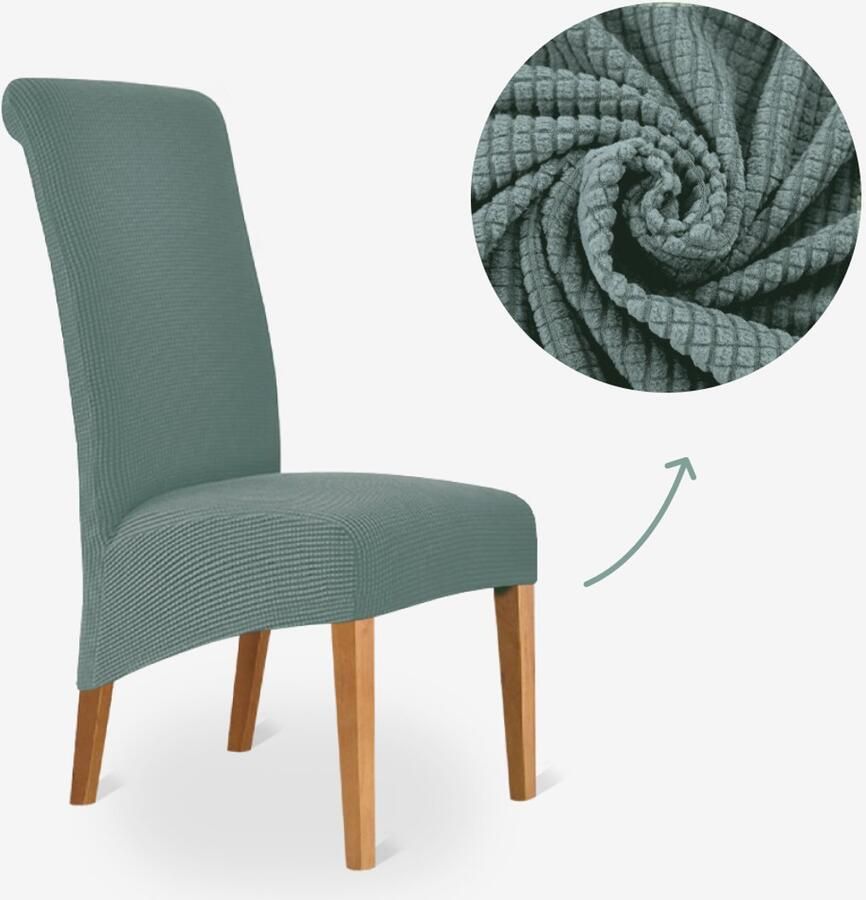 BankhoesDiscounter Knitted Hoge Rugleuning Stoelhoes – Eetkamer Stoelhoezen – Zetelhoes Hoezen voor Eetkamerstoelen Stoelbeschermers Stoelhoezen Stretch Groen - Foto 2