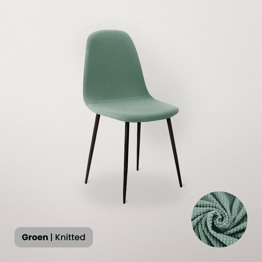 BankhoesDiscounter Knitted Kuipstoel Hoes – Eetkamer Stoelhoezen – Zetelhoes Hoezen voor Kuipstoelen – Stoelbeschermers met Armleuning Stoelhoezen Stretch Groen