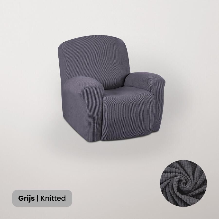 BankhoesDiscounter Knitted Recliner Fauteuil Hoes – Relaxzetel – Relax Sofa Hoes – Bankbeschermer – Zetel Hoes Sofa Cover M1 (60-95cm) Grijs - Foto 2