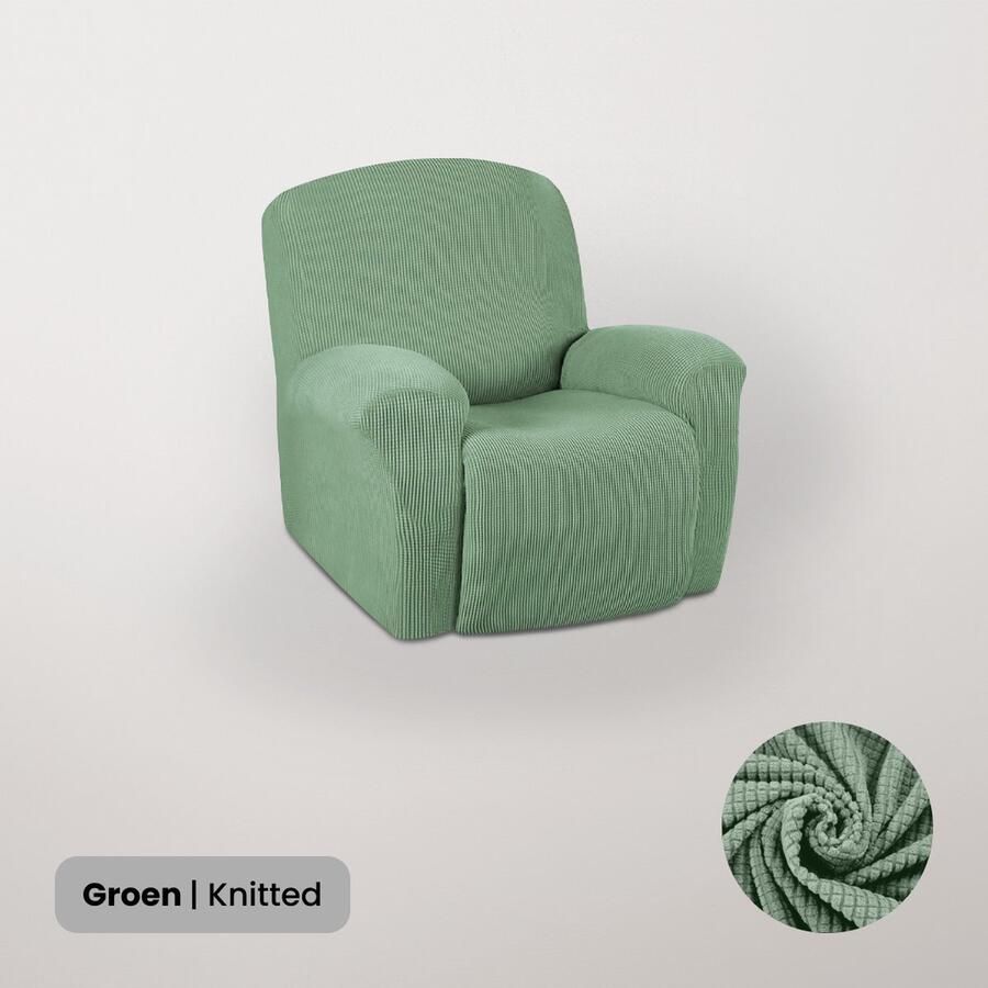 BankhoesDiscounter Knitted Recliner Fauteuil Hoes – Relaxzetel – Relax Sofa Hoes – Bankbeschermer – Zetel Hoes Sofa Cover M1 (60-95cm) Groen - Foto 2