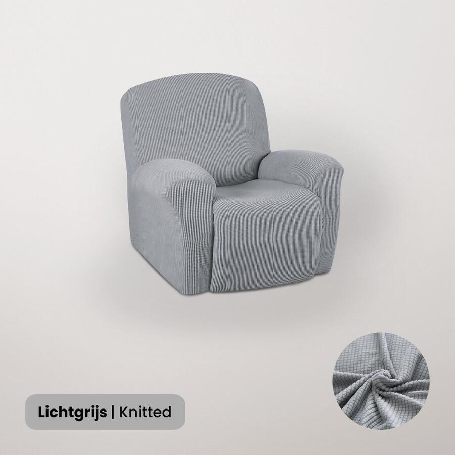 BankhoesDiscounter Knitted Recliner Fauteuil Hoes – Relaxzetel – Relax Sofa Hoes – Bankbeschermer – Zetel Hoes Sofa Cover M1 (60-95cm) Lichtgrijs - Foto 2