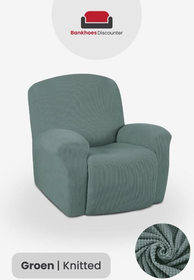 BankhoesDiscounter Knitted Recliner Fauteuil Hoes – Relaxzetel – Relax Sofa Hoes – Bankbeschermer – Zetel Hoes Sofa Cover M1 (60-95cm) Groen
