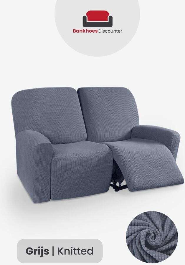 BankhoesDiscounter Knitted Recliner Fauteuil Hoes – Relaxzetel – Relax Sofa Hoes – Bankbeschermer – Zetel Hoes Sofa Cover M2 (122-165cm) Grijs