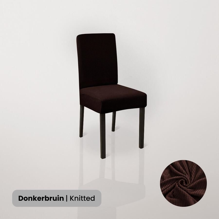 BankhoesDiscounter Knitted Stoelhoes – Eetkamer Stoelhoezen – Zetelhoes Hoezen voor Eetkamerstoelen Stoelbeschermers – Stoelhoezen Stretch Donkerbruin - Foto 2