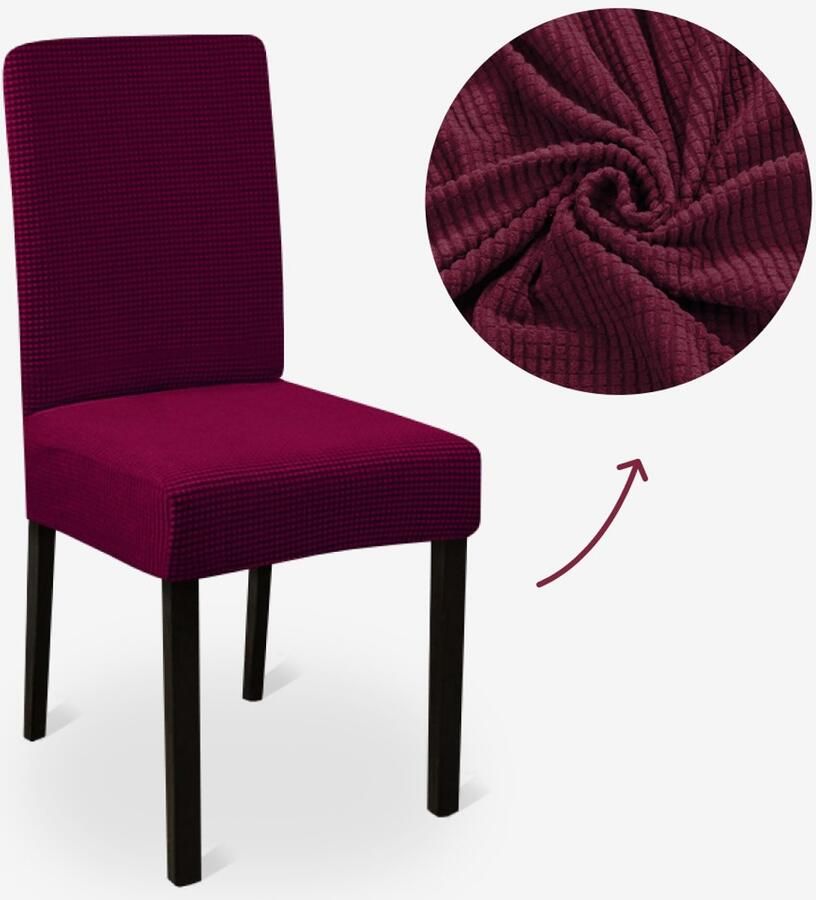 BankhoesDiscounter Knitted Stoelhoes – Eetkamer Stoelhoezen – Zetelhoes Hoezen voor Eetkamerstoelen Stoelbeschermers Stoelhoezen Stretch – Bordeaux Rood - Foto 3