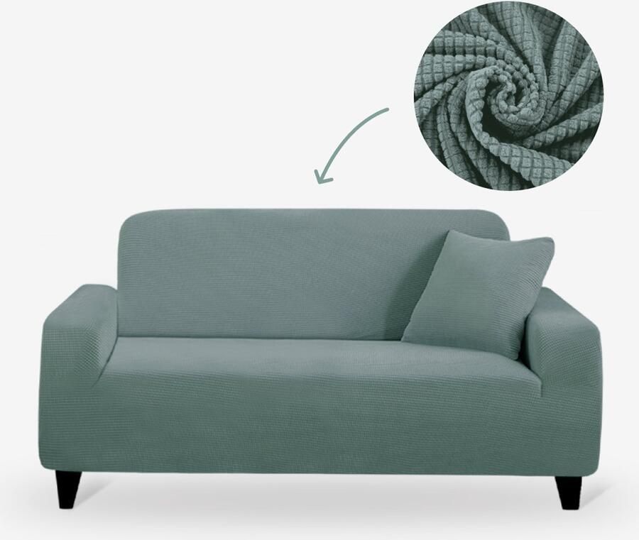 BankhoesDiscounter Knitted Voorgevormde Bankhoes – M4 (220-300cm) – Groen – Sofa Cover – Bankbeschermer – Bankhoes Stretch - Foto 4