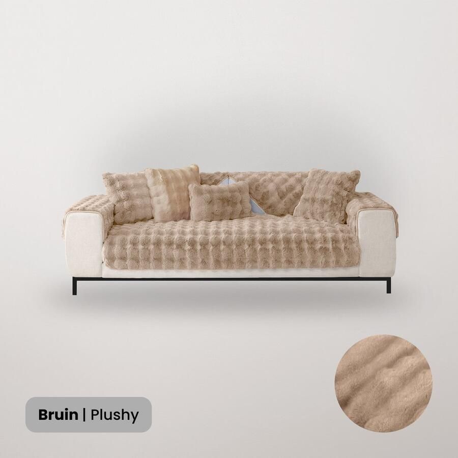 BankhoesDiscounter Plushy Bankkleed – Fleece Deken – Fleece Plaid – Bankbeschermer – Bankhoes – Champagne – 90x90cm