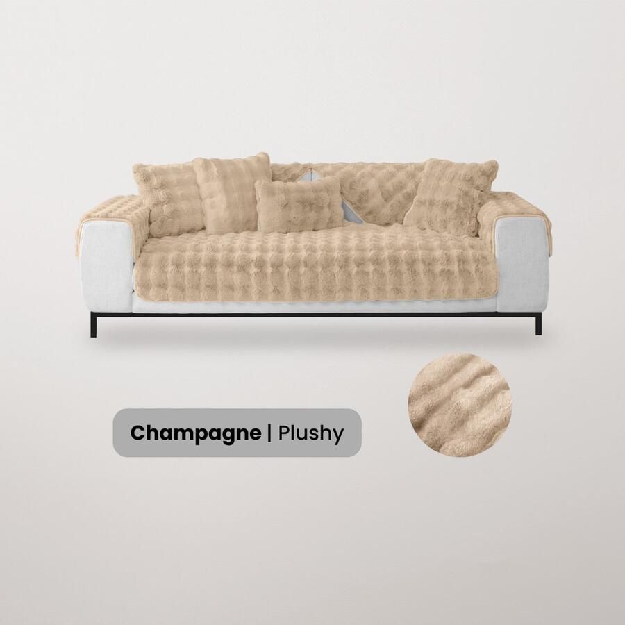 BankhoesDiscounter Plushy Bankkleed – Fleece Deken – Fleece Plaid – Bankbeschermer – Bankhoes – Champagne – 70x70cm