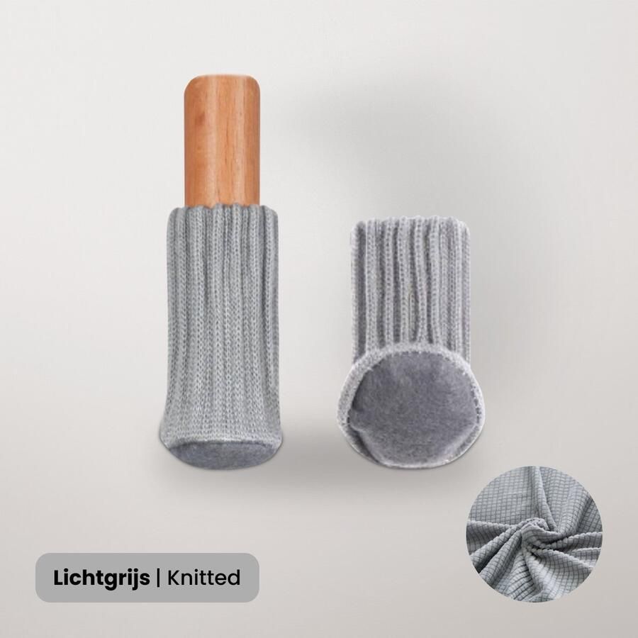 BankhoesDiscounter Stoelpoot beschermers 16 Stuks Stoel Sokken 20mm 60mm Lichtgrijs Stoelpoot sokken Vloerbescherming Stoelpoot viltjes Stoelpootdoppen