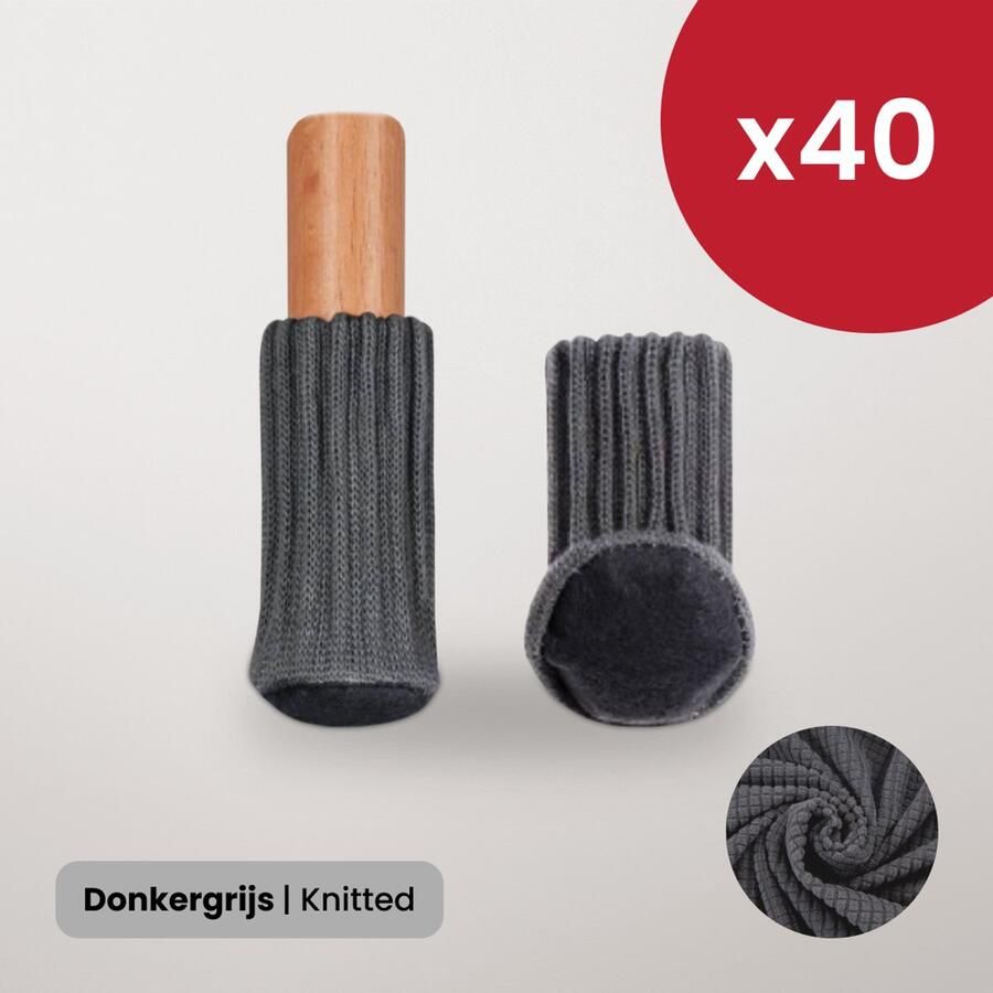 BankhoesDiscounter Stoelpoot Beschermers – Vloerbeschermers Stoel Sokken – Stoelpoot Doppen – Vloerbeschermer 20-60mm – Donkergrijs – 40 Stuks - Foto 2